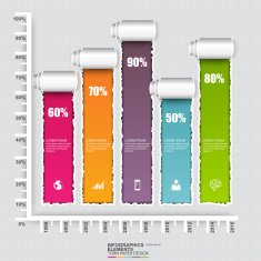 Infographics torn paper vector design template