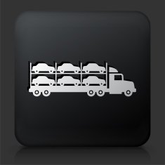 Black Square Button with Shipping Car Truck N2