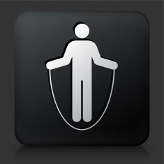Black Square Button with Jump Rope Icon N2