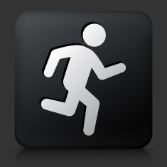 Black Square Button with Jogging Icon