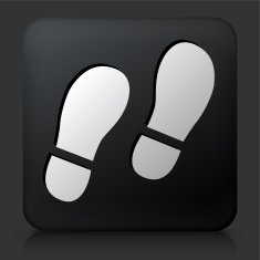 Black Square Button with Footprints Icon N2