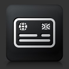 Black Square Button with Credit Cart Icon