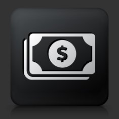 Black Square Button with Cash Money Icon N2