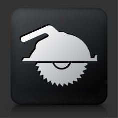 Black Square Button with Machine Saw Icon