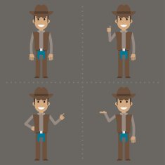 Cowboy indicates in various poses