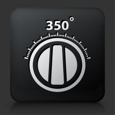 Black Square Button with Cooking Degrees Icon