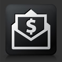Black Square Button with Envelope Money