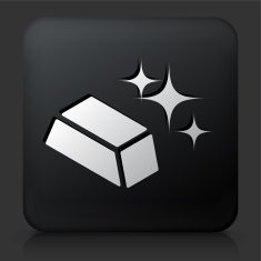 Black Square Button with Sparkeling Gold Plate