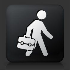 Black Square Button with Going to Work N5