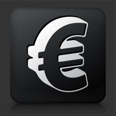 Black Square Button with Euro Sign N2