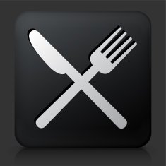 Black Square Button with Airport Cafe Icon