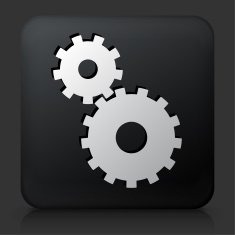 Black Square Button with Gear Icon N5