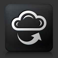 Black Square Button with Cloud and Weather Icon