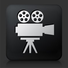 Black Square Button with Film Camera Icon N20