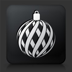 Black Square Button with Christmas Decoration Icon N16