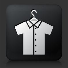 Black Square Button with Shirt on Hanger N2