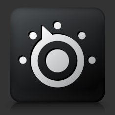 Black Square Button with Thermostat Icon