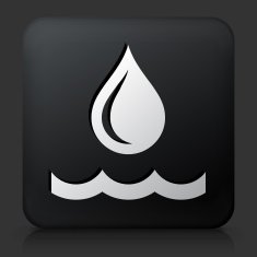 Black Square Button with Water Drop Icon N3