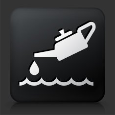 Black Square Button with Oil Pollution