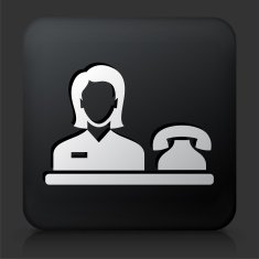 Black Square Button with Hotel Receptionist