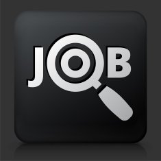 Black Square Button with Job Search Icon N2