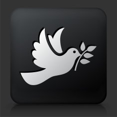 Black Square Button with Dove Icon