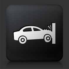Black Square Button with Car Crash