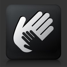 Black Square Button with Helping Child Hand N2