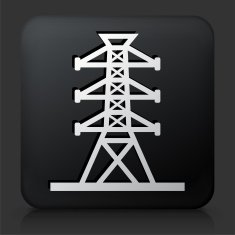 Black Square Button with Power Line
