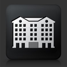 Black Square Button with Aparment Buildings N10