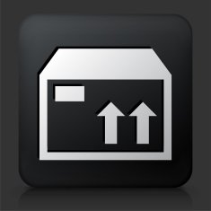 Black Square Button with Shipping Box N2