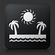 Black Square Button with Vacation Paradise