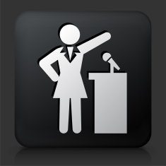 Black Square Button with Public Speaking