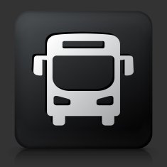Black Square Button with Bus Icon N6