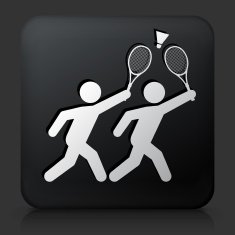 Black Square Button with Badminton Icon N2