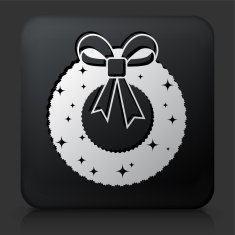 Black Square Button with New Year's Decoration