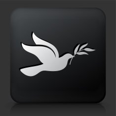 Black Square Button with Dove