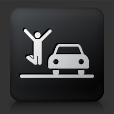 Black Square Button with New Car Icon