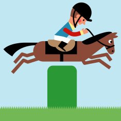 Horse jumping a hurdle