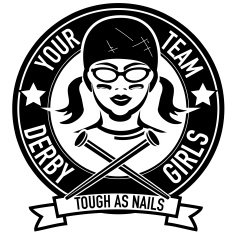 Women's roller derby league badge or label design with nails