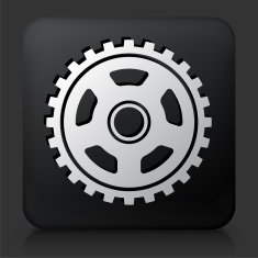 Black Square Button with Gear Icon N8