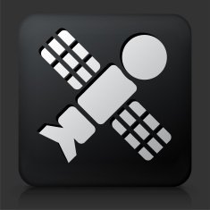 Black Square Button with Satellite