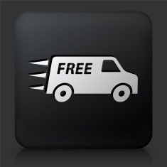 Black Square Button with Free Delivery Icon N3