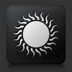 Black Square Button with Sun Symbol N5