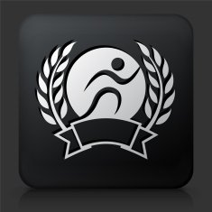 Black Square Button with Jogging Emblem