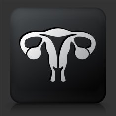 Black Square Button with Female Reproductive System