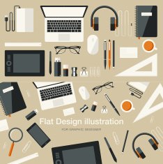 Flat Equipments For Graphic Designer N2