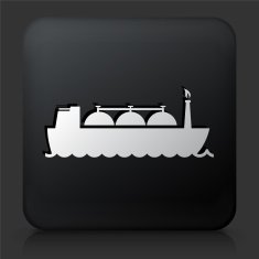 Black Square Button with Ship Transporting Gas