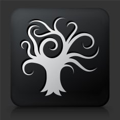 Black Square Button with Tree Icon N42