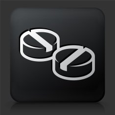 Black Square Button with Pills
